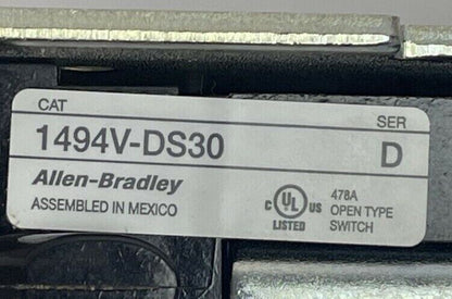 ALLEN BRADLEY 1494V-DS30 SER D DISCONNECT SWITCH 30AMP 250VDC 600VAC 7.5HP