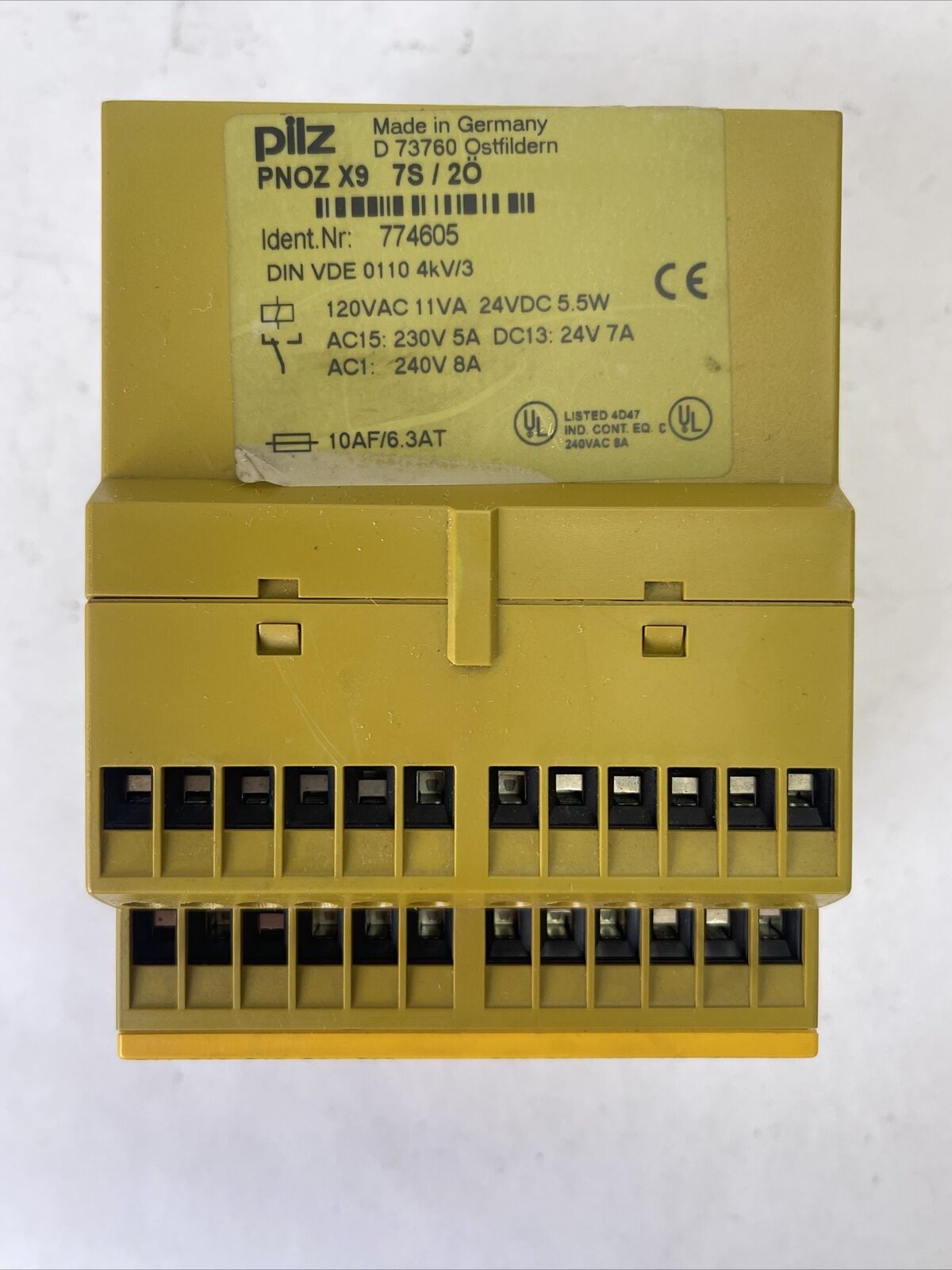 PILZ PNOZ X9 7S/2O SAFETY RELAY 120VAC 11VA 24VDC 5.5W AC15:230V 5A DC13:24V 7A