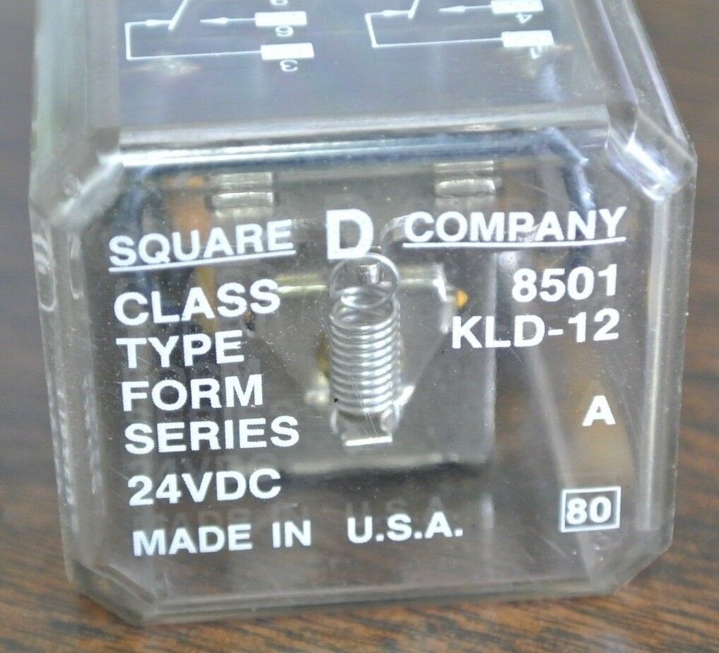SQUARE D 8501 KLD-12 - LATCHING RELAY - DPDT, 10A, 24VDC COIL - NEW SURPLUS