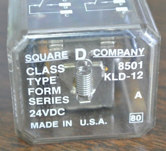 SQUARE D 8501 KLD-12 - LATCHING RELAY - DPDT, 10A, 24VDC COIL - NEW SURPLUS