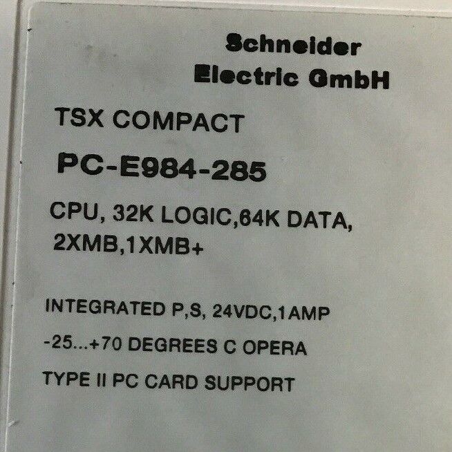 SCHNEIDER ELECTRIC TSX COMPACT PC-E984-285 CPU,32K LOGIC,64K DATA 24VDC 1A