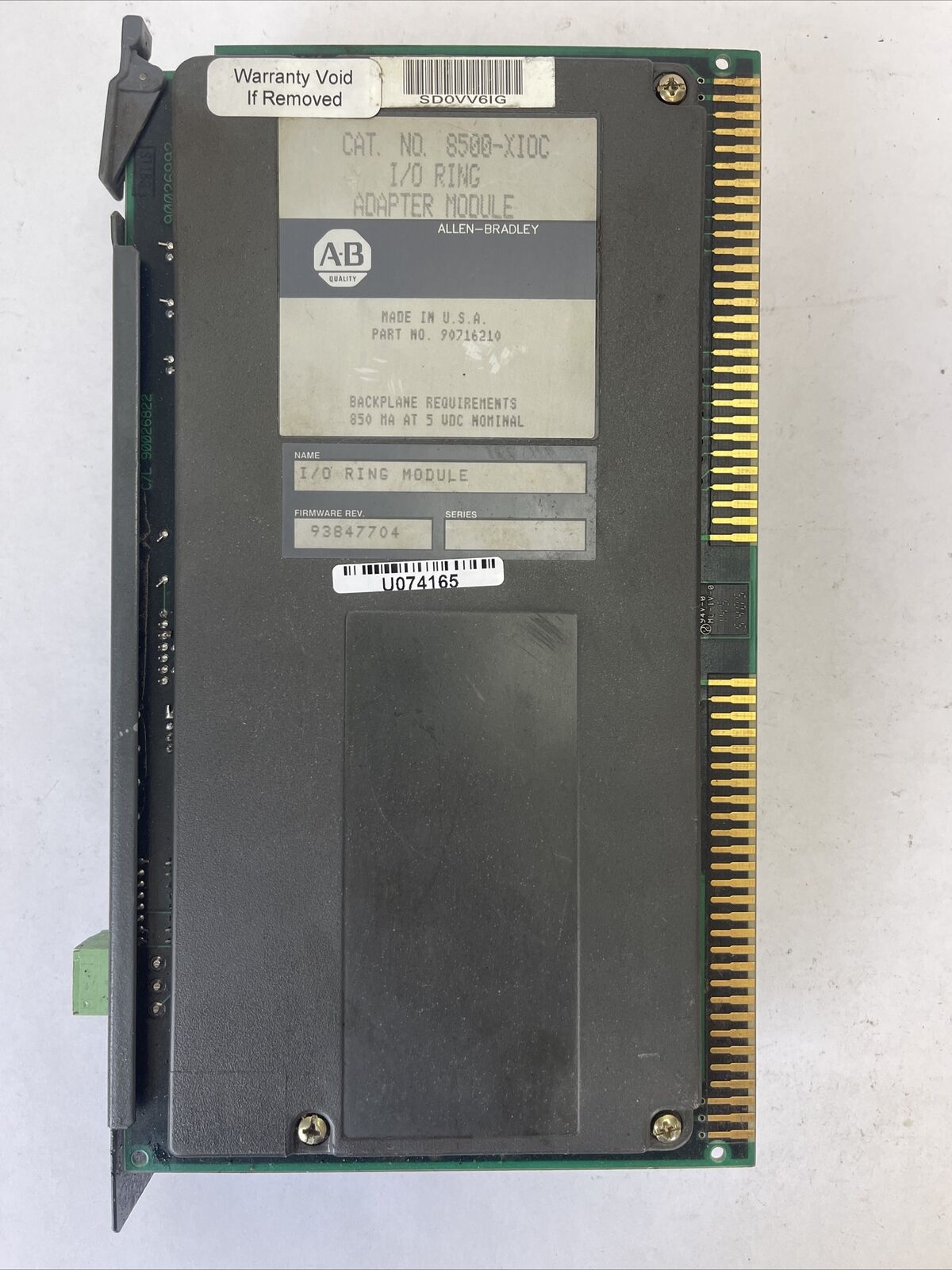 ALLEN BRADLEY 8500-XIOC I/O RING ADAPTER MODULE 90716210 FIRMWARE REV 93847704