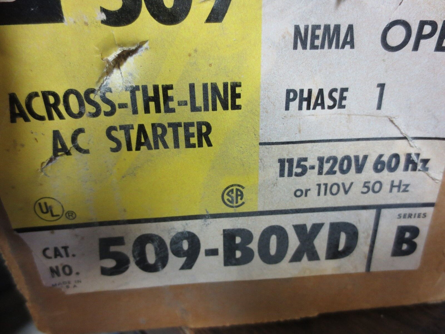 ALLEN-BRADLEY 509-BOXD ACROSS-THE-LINE AC STARTER - 115-120V/60Hz, 11V/50Hz NEW