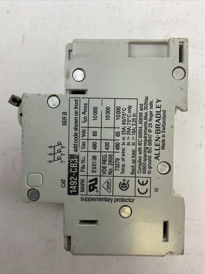 ALLEN BRADLEY 1492-CB3G200 MANUAL MOTOR CONTROLLER 20A SER B