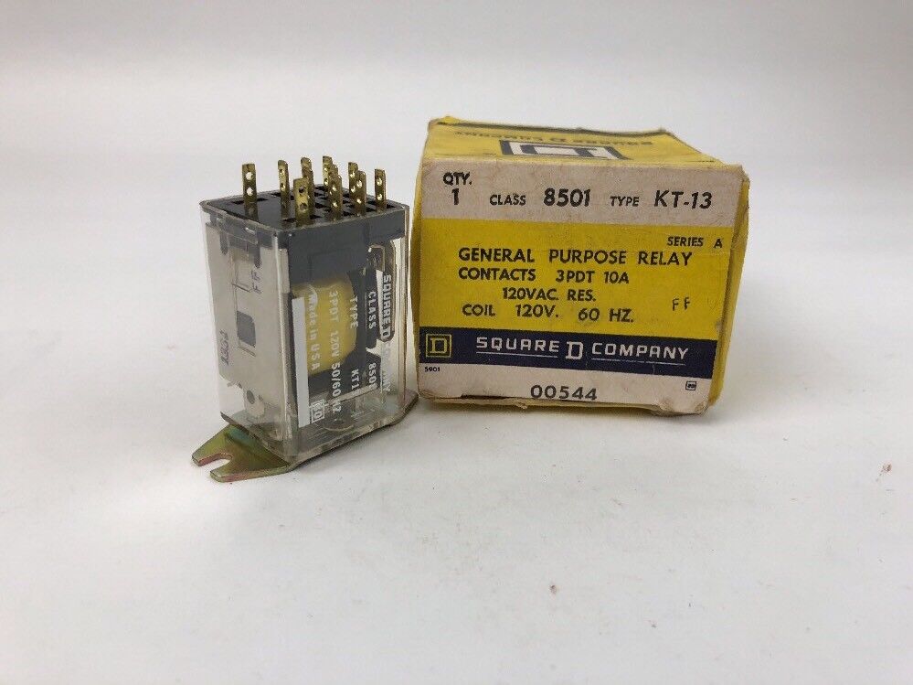 Square D 8501 KT-13 General Purpose Relay Contacts 3PDT 10A 120 V 60 HZ New