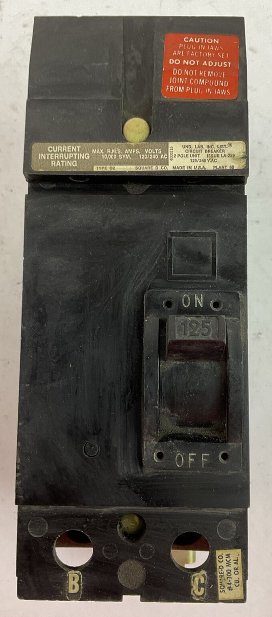 SQUARE D Q2-21125-BC 2POLE CIRCUIT BREAKER 125AMP 120/240VAC