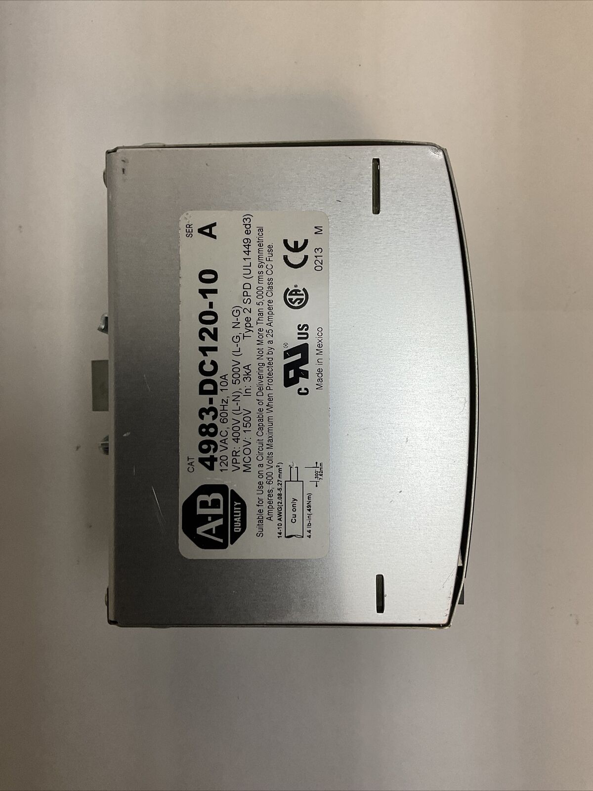 ALLEN BRADLEY 4983-DC120-10 SER A ISLATROL FILTER & SURGE SUPRESSOR 120VAC 10A