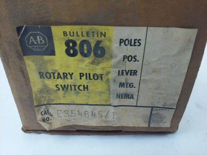 ALLEN BRADLEY E354845/1 ROTARY PILOT SWITCH, SIZE 10, 25A, E354845-1, BUL. 806