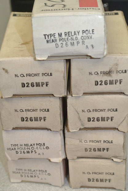 LOT of 9 / CUTLER-HAMMER D26MPF TYPE M RELAY, FRONT POLE / N.O. / NEW SURPLUS
