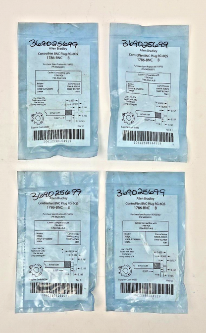 LOT OF 4 - ALLEN BRADLEY - 1786-BNC B - CONTROLNET BNC PLUG RG-6QS
