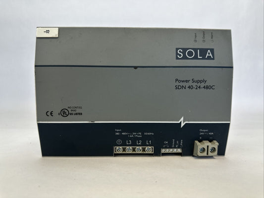 EMERSON SOLA SDN 40-24-480C POWER SUPPLY OUTPUT 24VDC 40A INPUT 380-480VAC 1.6A