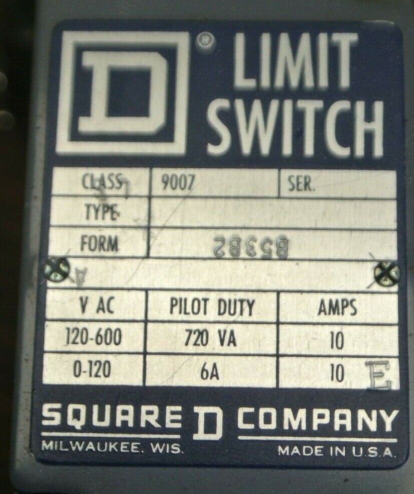 SQUARE D 9007 B53B2 Ser. A / SMALL PRECISION LIMIT SWITCH / NEW SURPLUS in BOX