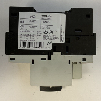 SIEMENS 3RV1021-0FA15 MOTOR STARTER 50/60HZ 600V 0.5-0.35A 6KV 6.5A ***LOTOF2***