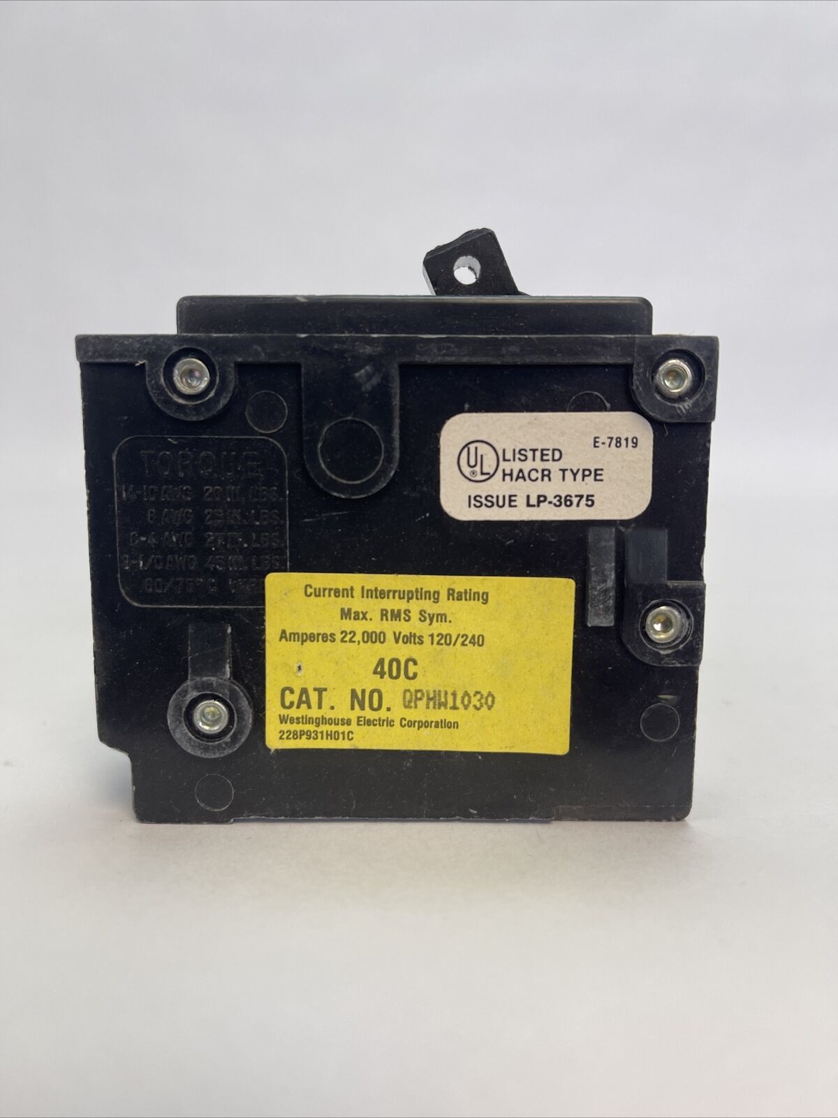 CUTLER HAMMER / WESTINGHOUSE QPHW1030 CIRCUIT BREAKER 30AMP 1POLE 120/240VAC