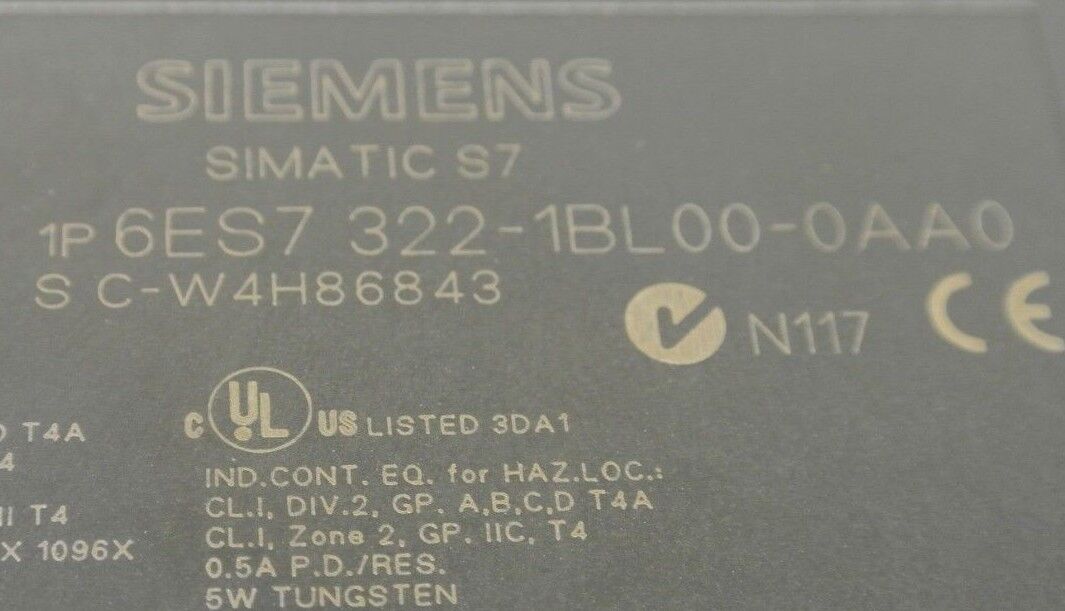 SIEMENS 6ES7 322-1BL00-0AA0 / SIMATIC S7 DIGITAL OUTPUT MODULE / .5A, 24V, 32PT