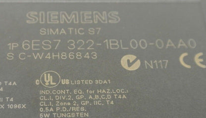 SIEMENS 6ES7 322-1BL00-0AA0 / SIMATIC S7 DIGITAL OUTPUT MODULE / .5A, 24V, 32PT