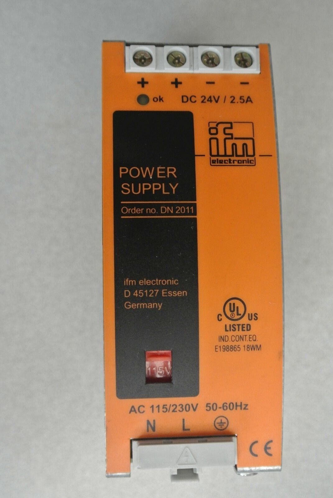 ifm SL2.502 POWER SUPPLY / 24VDC / 2.5A / 115-230VAC, 50-60Hz / IFM DN 2011