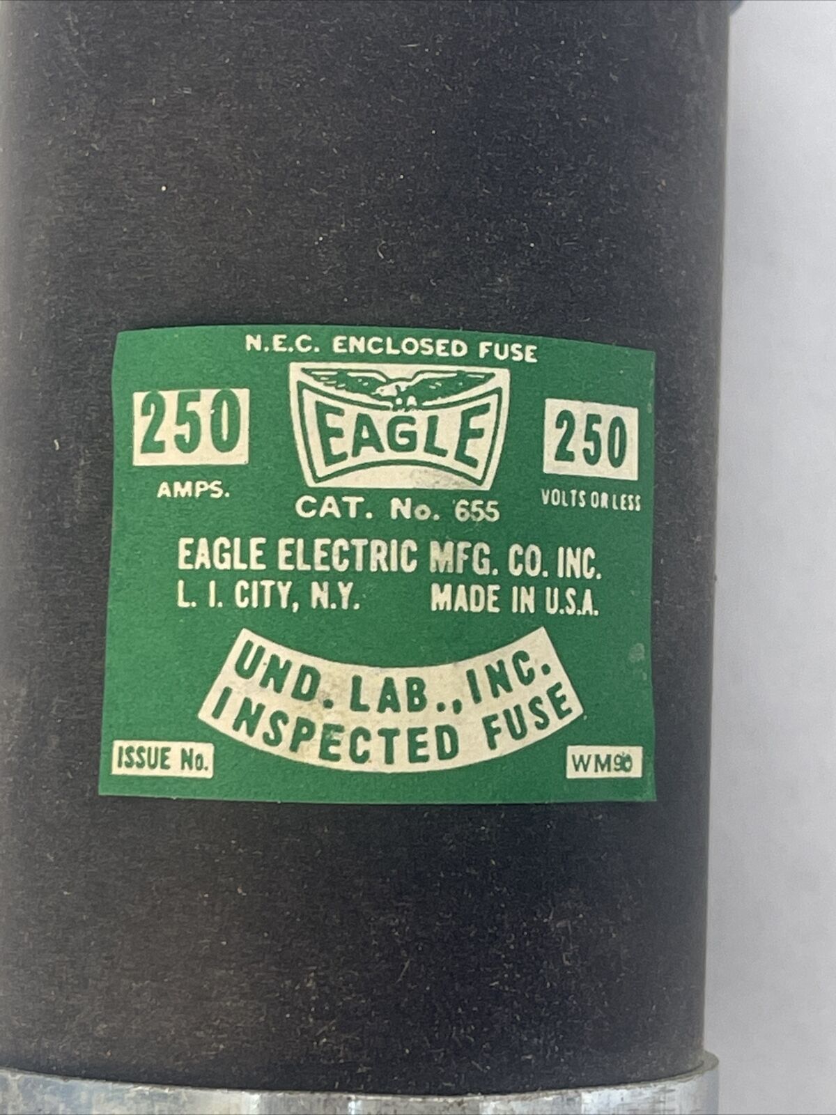 EAGLE ELECTRIC 655 CARTRIDGE NON-RENEWABLE FUSE 250V 250AMP