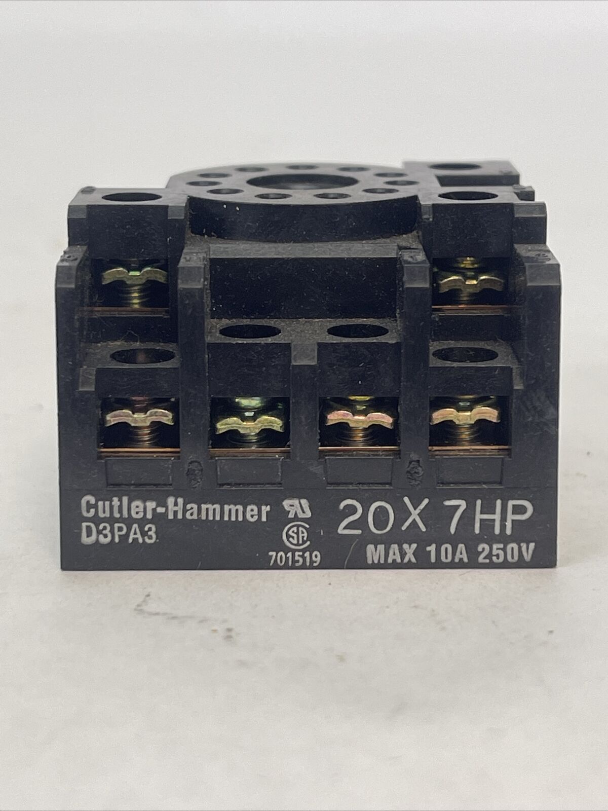 CUTLER HAMMER D3PA3 RELAY SOCKET BASE 10A 250V 20 X 7HP (LOT OF 6)