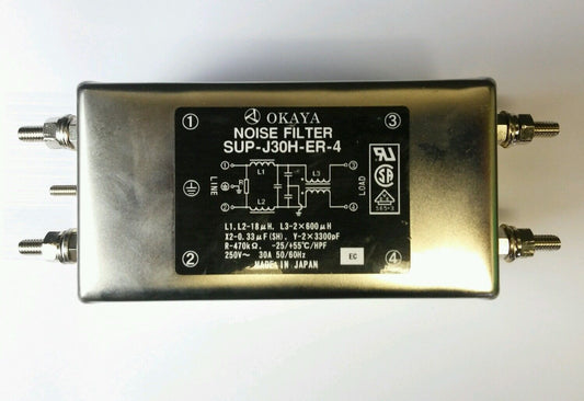 OKAYA SUP-J30H-ER-4 THREE PHASE NOISE FILTER 250V 30A 50/60Hz