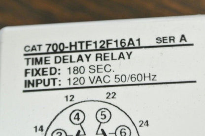 ALLEN-BRADLEY 700-HTF12F16A1 ON-DELAY 180-SEC. FIX TIMING RELAY 120V NEW SURPLUS
