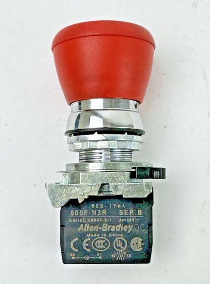 ALLEN-BRADLEY - 800F-N3R SER. B - RED PUSH BUTTON W/ 800F-X01 SER. A (X2)