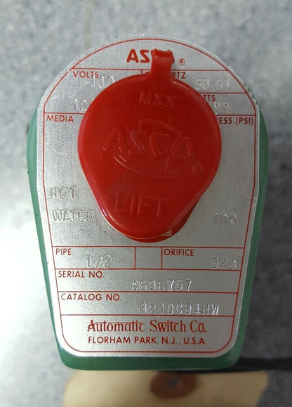 Asco 1/2" HOT WATER VALVE 8210C94HW 120V 60H