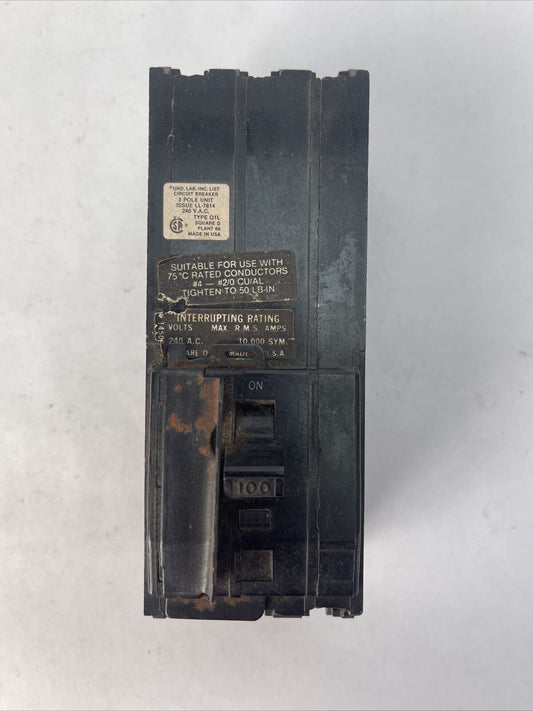 SQUARE D Q1L3100 CIRCUIT BREAKER 100AMP 240VAC