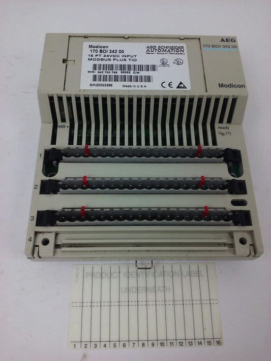 AEG SCHNEIDER AUTOMOTION, 170BDI34200, MODICON MODBUS PLUS TIO , 16PT,24VDC,USED