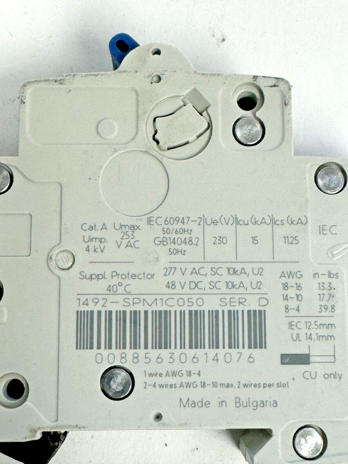 ALLEN-BRADLEY - 1492-SPM1C050 SER. D - CIRCUIT BREAKER - 1 P, 5 A, 277 V