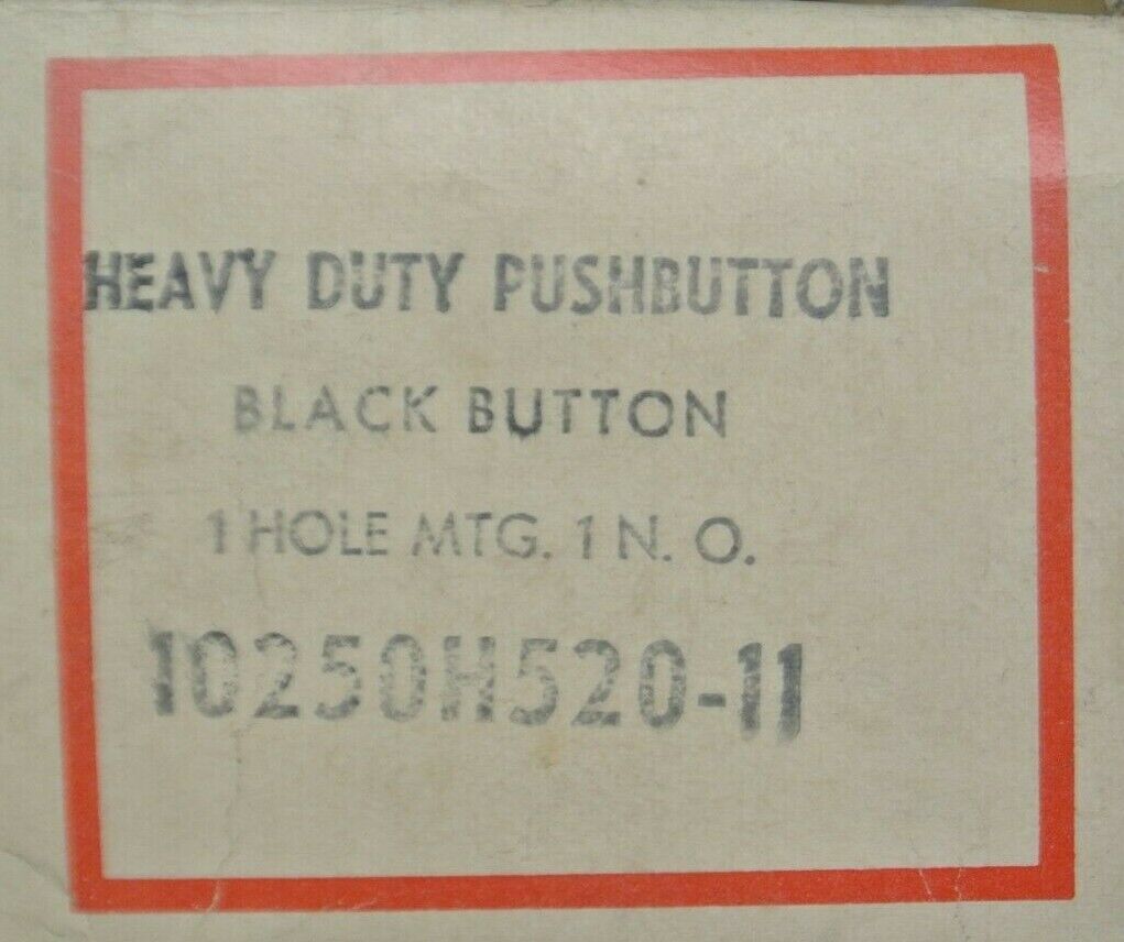 CUTLER-HAMMER 10250H520A11 HEAVY DUTY PUSHBUTTON / BLACK / NEW SURPLUS