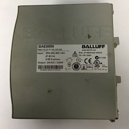 BALLUFF BAE0008 BAE PS-XA-3Y-24-100-006 POWER SUPPLY 3PH 400-500VAC 47-63HZ