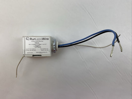 RUN LESS WIRE RW9-5C 5AMP ON/OFF RECEIVER 100-277VAC 50/60HZ