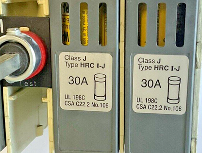 ABB OS 30AJ12 GENERAL PURPOSE SWITCH 600VAC 30A W/ LPJ-30SP FUSE(3)