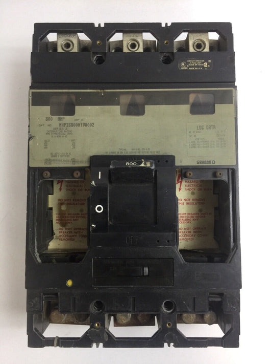 SQUARE D MHP36800MTV8002 CIRCUIT BREAKER FRAME SER 2 600VAC 250VDC 800AMP 3POLE