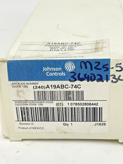 JOHNSON CONTROLS - A19ABC-74C - REMOTE BULB TEMPERATURE CONTROL -30/ 100°F