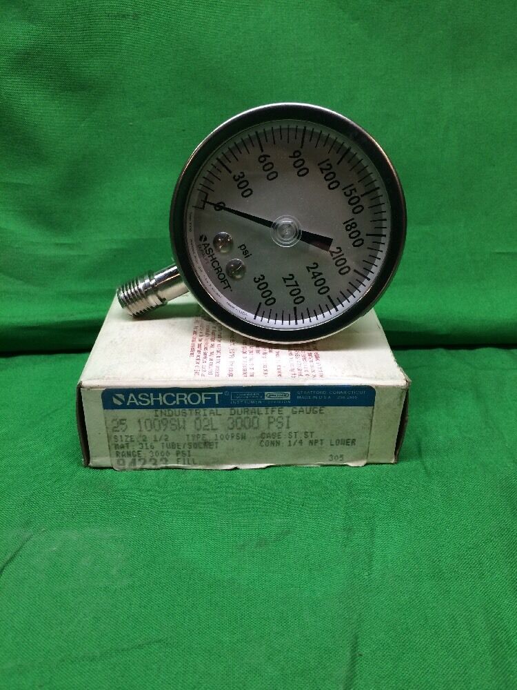 ASHCROFT 251009SW02L 0-3000PSI PRESSURE GAUGE 2 1/2"