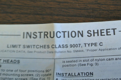 SQUARE D 9007 CR61C Ser. A / NEW TYPE C HEAVY DUTY LIMIT SWITCH / NEW SURPLUS