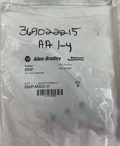ALLEN BRADLEY 889P-M3DC-H IDC FIELD ATTACHABLE MALE STRAIGHT SER.B **LOTOF4**