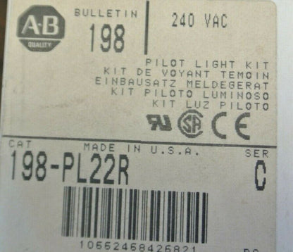 ALLEN-BRADLEY 198-PL22R / PILOT LIGHT KIT / 240VAC / RED / NEW SURPLUS / NO BULB