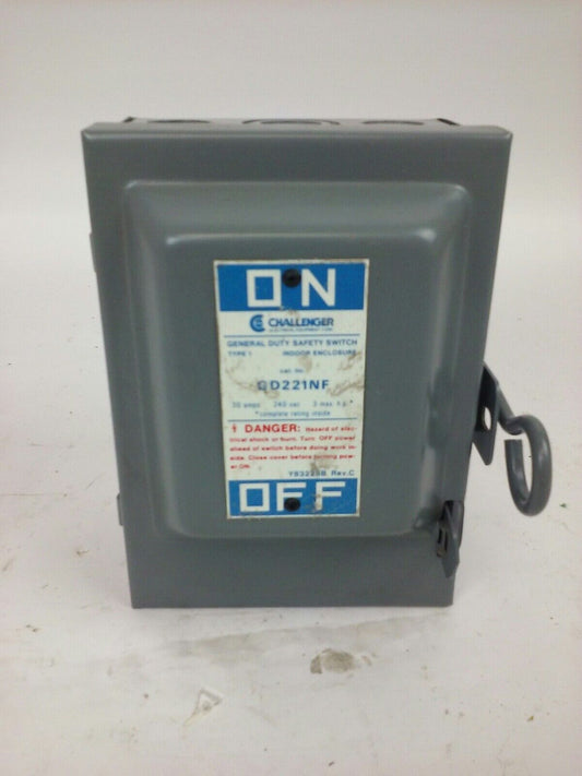CHALLENGER GD221NF, 30A, 240V, 3 MAX H.P., TYPE 1 INDOOR, SAFETY SWITCH, NEW