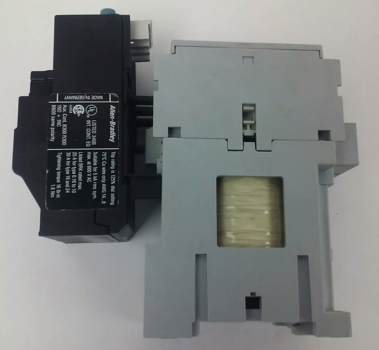 ALLEN BRADLEY 100-C09D*10 SER. A,CONTACTOR,3PH,600V,25A,24VDC COIL ,W/ 193-TAA60