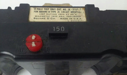 SQUARE D JK-3150T CIRCUIT BREAKER TRIP UNIT 150A 3P TYPE JK