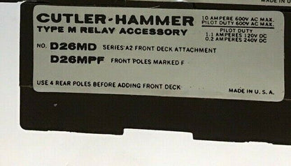 CUTLER-HAMMER D26MR60A / TYPE M RELAY / 600V / 120V COIL / 6 N.O.-0 N.C.