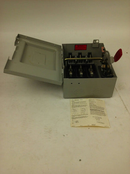 WESTINGHOUSE HUN321 SAFETY SWITCH INDOOR, 30A, 3P, 240V, NON FUSIBLE, NEMA 1