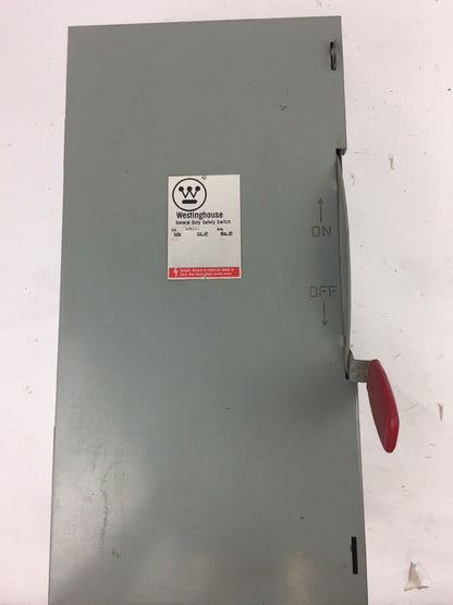 WESTINGHOUSE GUN323 SAFETY SWITCH 240 VOLT AC 100 AMP TYPE 1 ENCLOSURE INDOOR