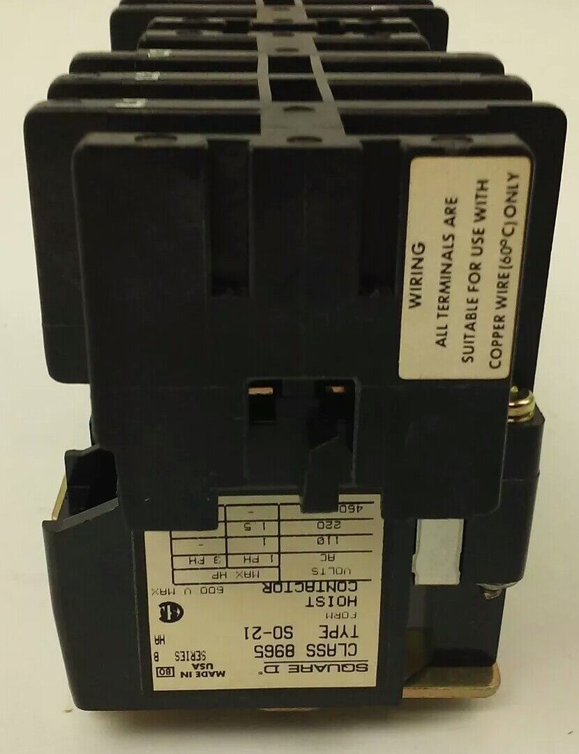 SQUARE D CLASS 8965 TYPE SO-21, 8965 SO21, HOIST CONTACTOR, 3PH, 600V, 240V COIL