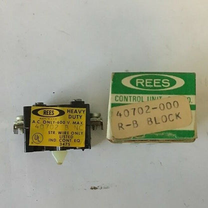 REES 40702 B NC AUXILIARY CONTACT 600VAC ***LOTOF10***