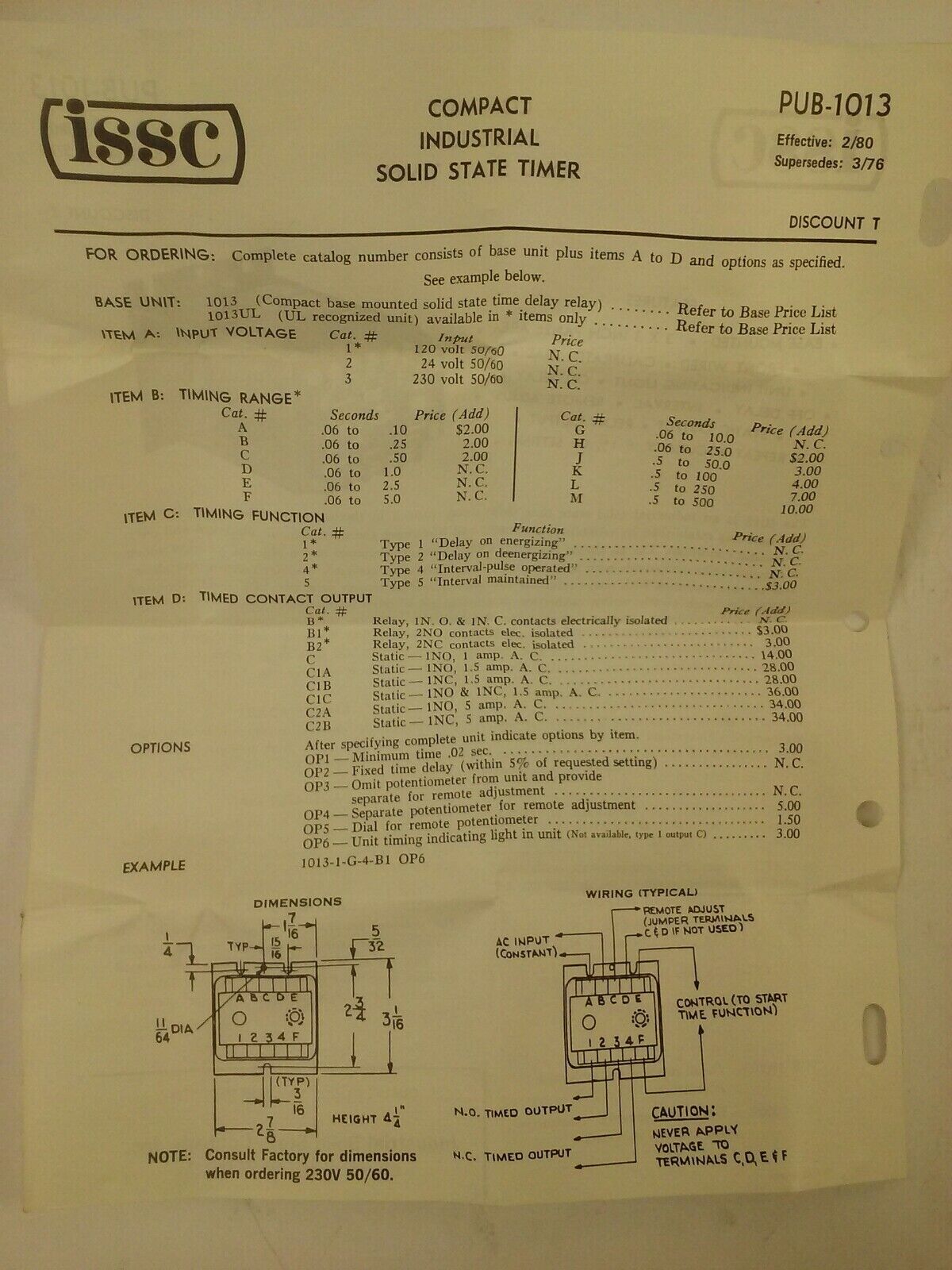 ISSC 1013-1-D-5-B TIME CONTROL RELAY TYPE 5, RANGE .06-1, INPUT 115V 50/60HZ