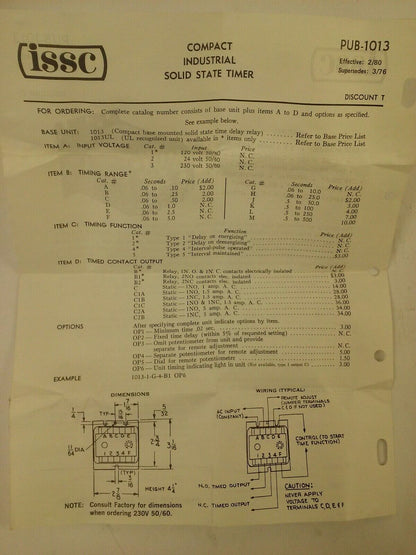 ISSC 1013-1-D-5-B TIME CONTROL RELAY TYPE 5, RANGE .06-1, INPUT 115V 50/60HZ